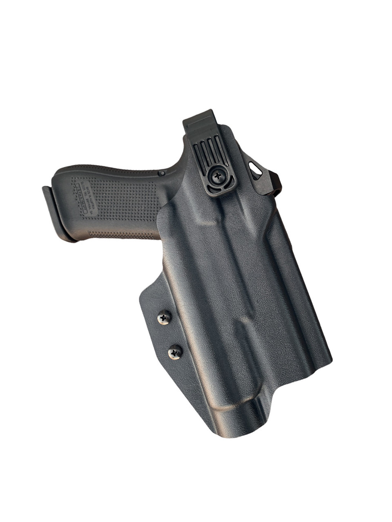 [101] Light Bearing Level II Duty Holster (CHOISIR, Noir, Droitier, Capot ''Régular'', Double Loop + Dropoffset, Sans)